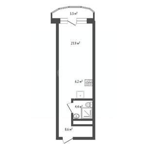 Студия квартира, вторичка, 48м2, 12/15 этаж