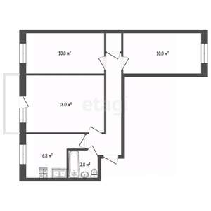 3-к квартира, вторичка, 53м2, 1/4 этаж