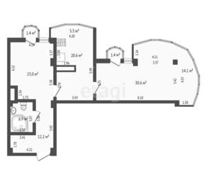 4-к квартира, вторичка, 115м2, 6/15 этаж