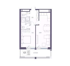 1-к квартира, вторичка, 57м2, 2/8 этаж