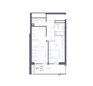 1-к квартира, вторичка, 63м2, 5/8 этаж