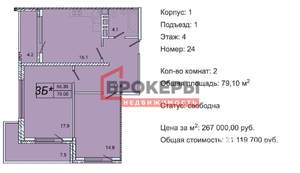 2-к квартира, вторичка, 78м2, 4/8 этаж