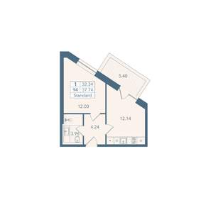 1-к квартира, вторичка, 35м2, 4/8 этаж