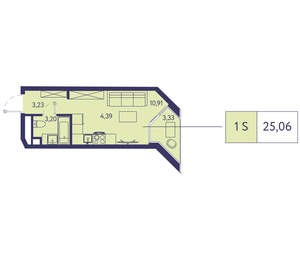 1-к квартира, вторичка, 25м2, 13/20 этаж