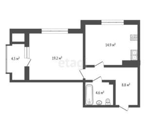 2-к квартира, вторичка, 52м2, 4/8 этаж