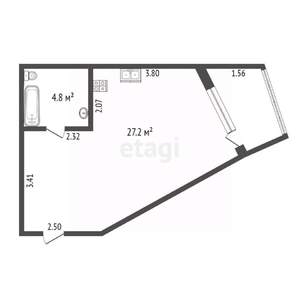 Студия квартира, вторичка, 32м2, 4/6 этаж
