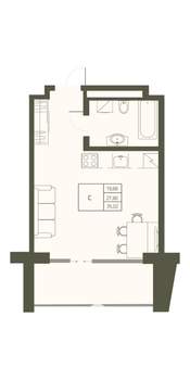 Студия квартира, вторичка, 35м2, 7/22 этаж