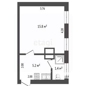 1-к квартира, вторичка, 23м2, 2/3 этаж