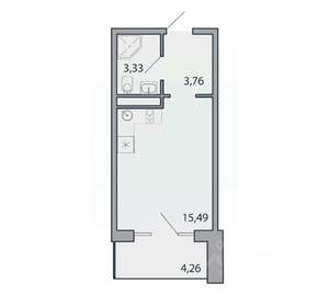 Студия квартира, вторичка, 27м2, 1/3 этаж
