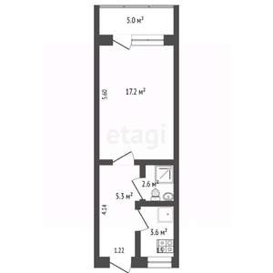 1-к квартира, вторичка, 34м2, 5/5 этаж