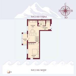 1-к квартира, вторичка, 47м2, 12/16 этаж