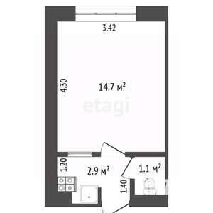 1-к квартира, вторичка, 19м2, 4/4 этаж