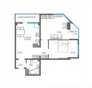 2-к квартира, вторичка, 64м2, 12/17 этаж