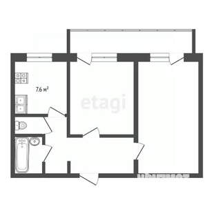 2-к квартира, вторичка, 44м2, 1/2 этаж