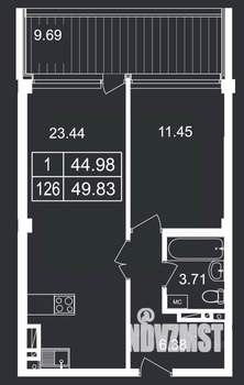 1-к квартира, вторичка, 50м2, 7/8 этаж