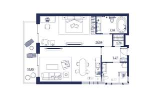 2-к квартира, вторичка, 87м2, 6/8 этаж