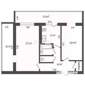 2-к квартира, вторичка, 54м2, 1/5 этаж