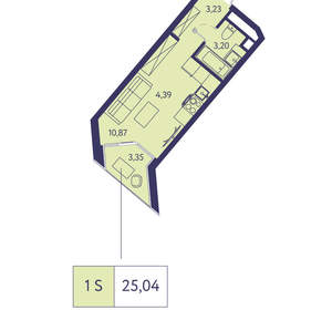 1-к квартира, вторичка, 25м2, 4/20 этаж