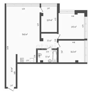4-к квартира, вторичка, 129м2, 5/6 этаж