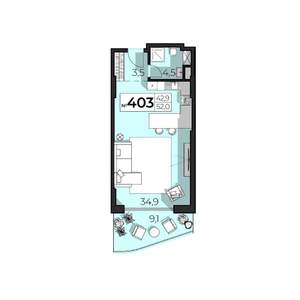 2-к квартира, строящийся дом, 52м2, 4/6 этаж