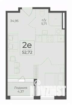 2-к квартира, строящийся дом, 53м2, 2/15 этаж