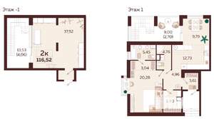 2-к квартира, строящийся дом, 78м2, 1/6 этаж