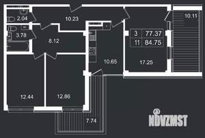 3-к квартира, вторичка, 85м2, 2/8 этаж