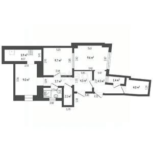 4-к квартира, вторичка, 57м2, 1/2 этаж