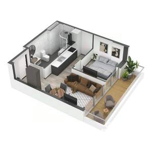 1-к квартира, строящийся дом, 48м2, 8/11 этаж