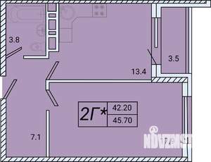 1-к квартира, вторичка, 46м2, 6/8 этаж