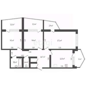 3-к квартира, вторичка, 73м2, 7/9 этаж