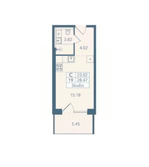 Студия квартира, вторичка, 28м2, 2/8 этаж