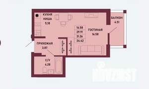 Студия квартира, вторичка, 31м2, 2/16 этаж