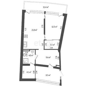2-к квартира, вторичка, 86м2, 6/12 этаж