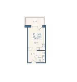 Студия квартира, вторичка, 29м2, 3/8 этаж