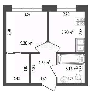 2-к квартира, вторичка, 30м2, 6/6 этаж