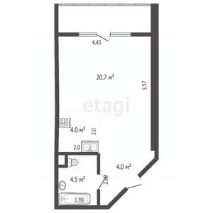 1-к квартира, вторичка, 33м2, 2/7 этаж