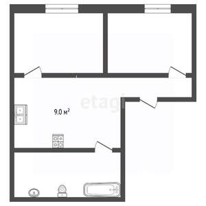 2-к квартира, вторичка, 45м2, 1/4 этаж