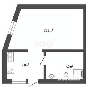 1-к квартира, вторичка, 21м2, 1/2 этаж