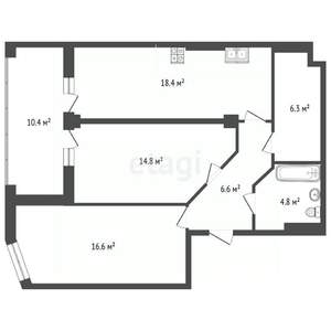 2-к квартира, вторичка, 77м2, 4/12 этаж