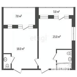 2-к квартира, вторичка, 41м2, 2/6 этаж
