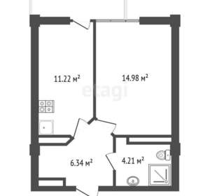 1-к квартира, вторичка, 48м2, 6/10 этаж