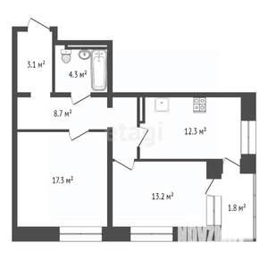 2-к квартира, сданный дом, 64м2, 3/12 этаж