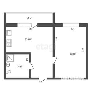 1-к квартира, вторичка, 28м2, 4/6 этаж