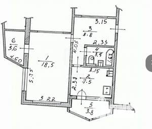 1-к квартира, вторичка, 41м2, 8/9 этаж
