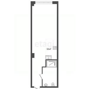 Студия квартира, вторичка, 30м2, 3/8 этаж