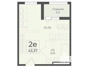 2-к квартира, вторичка, 43м2, 10/15 этаж