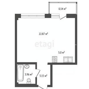 Студия квартира, вторичка, 36м2, 12/16 этаж