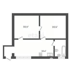 2-к квартира, вторичка, 50м2, 1/2 этаж