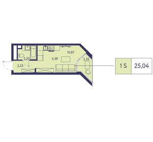 1-к квартира, вторичка, 25м2, 13/20 этаж